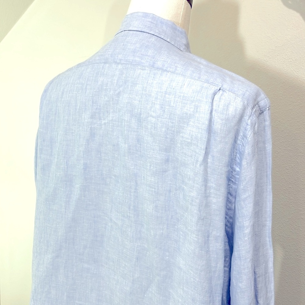 Men’s Linen CREMIEUX Classics Button Up Dress Shirt Light Blue Size X-Large - Picture 2 of 12
